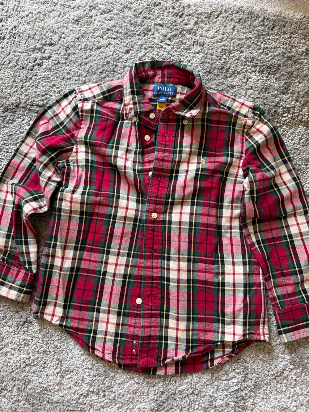 Polo by Ralph Lauren Red and Green Plaid Button-Down Shirt